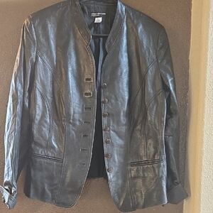 Jones New York Collection Black Leather Jacket – Women’s Medium (Classic Style!)